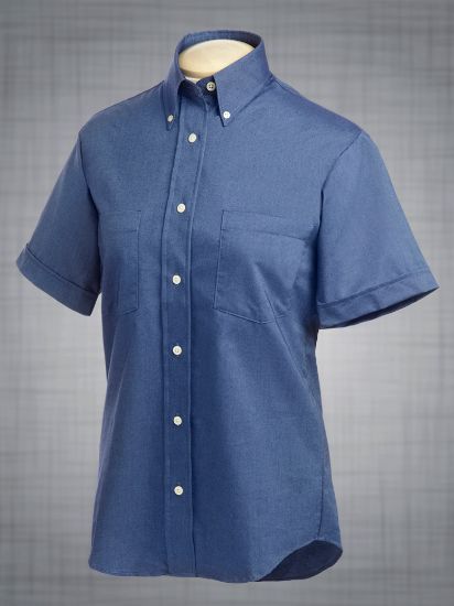 Picture of Forsyth - C1022P - Ladies Short Sleeve Two-Pocket Classic Oxford Shirt in French Blue