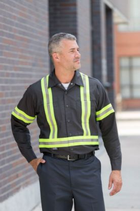 Picture of Premium Uniforms - 2350RF - Polycotton Work Shirt with 2" Reflective Tape
