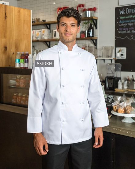 Picture of Premium Uniforms - 5310KB - Spun Polyester Chef Coat with Knot Buttons