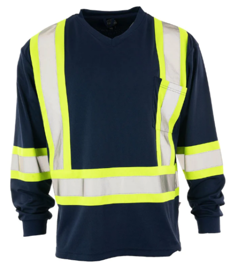 Picture of Forcefield - 022-BEPCSANVLS - Hi-Viz V-Neck Long Sleeve Safety T-Shirt