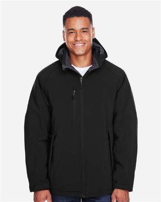 Picture of North End - Mens Glacier Insulated Three-Layer Fleece Soft Shell Hood Jacket with Detachable Hood