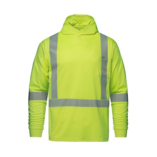 Picture of S05985 - GLOW - Long Sleeve Hi-VIS Hooded T-Shirt with Segmented Stripes