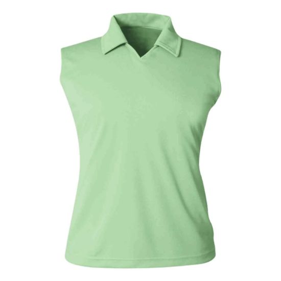 Picture of GS190 Custom Solid sleeveless polo shirt with self fabric johnny collar (ladies')