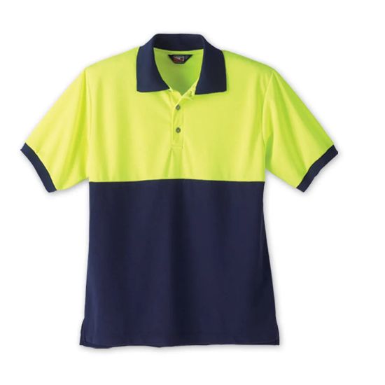 Picture of GS114 Custom Two-toned polo shirt with knit collar, knit cuffs and side slits at hem