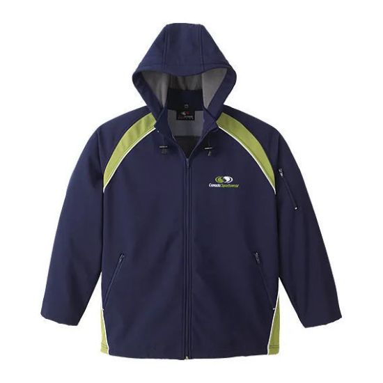Picture of JK182 Custom Two-toned unlined softshell jacket with piping detail & snap off hood