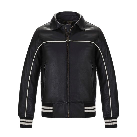 Picture of JK688 Custom Premium cowhide leather jacket with piping