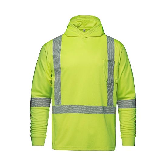 Picture of S05985 - GLOW - Long Sleeve Hi-VIS Hooded T-Shirt with Segmented Stripes