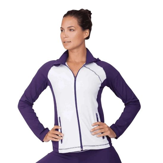 Picture of JK403 Custom Two-toned unlined yoga jacket with flatlock stitching & hood