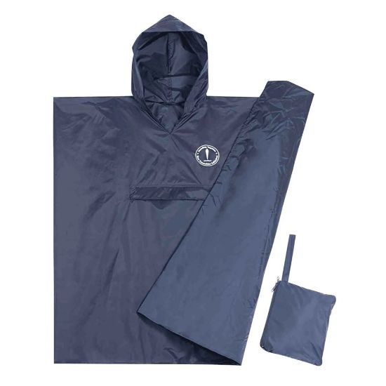Picture of MS156 Custom Packable rain poncho with front zippered pocket/pouch