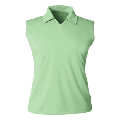 Picture of GS190 Custom Solid sleeveless polo shirt with self fabric johnny collar (ladies')