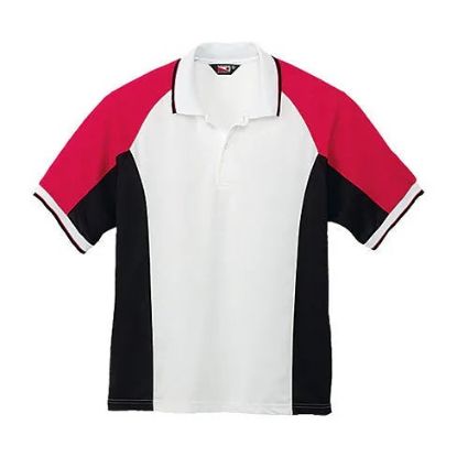 Picture of GS116 Custom Three-toned polo shirt with knit collar & knit cuffs