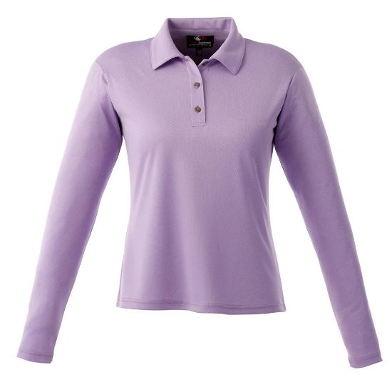 Picture of GS257 Custom Long sleeve solid polo shirt with self collar (ladies')