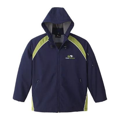 Picture of JK182 Custom Two-toned unlined softshell jacket with piping detail & snap off hood