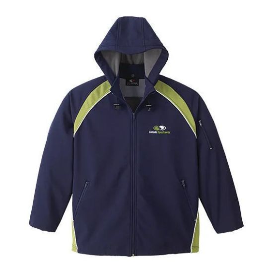 Picture of JK182 Custom Two-toned unlined softshell jacket with piping detail & snap off hood