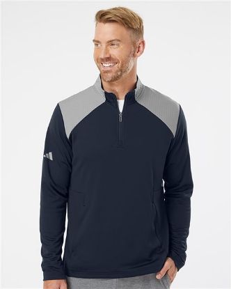 Picture of A532 - Men's Textured Mixed Media Quarter-Zip Pullover