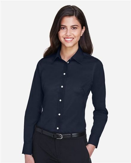 Picture of DG530W - Women's Crown Collection® Solid Stretch Twill Woven Dress Shirt