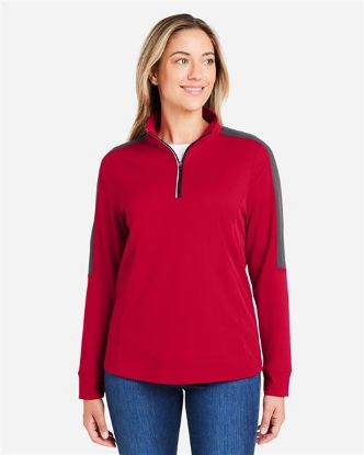 Picture of CE404W - Women's Market Snag Protect Mesh Colorblock Quarter-Zip Pullover