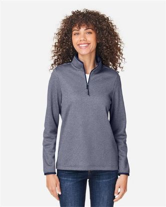 Picture of CE73W - Women's Venture Heathered Stripe Quarter-Zip Pullover