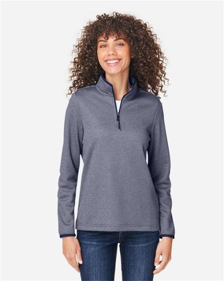 Picture of CE73W - Women's Venture Heathered Stripe Quarter-Zip Pullover